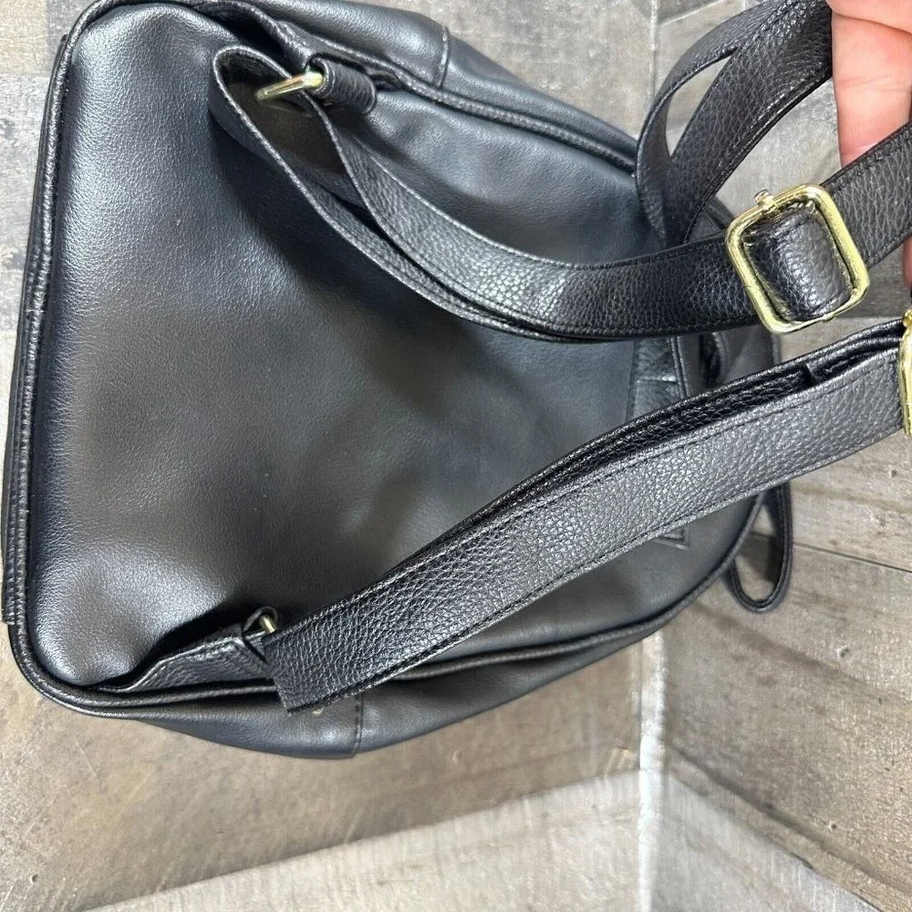 Black Faux Leather Designer Mini Backpack Juicy Couture‎
